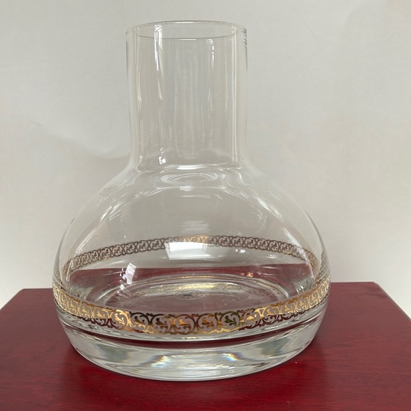 Vintage Glass water decanter gold trim